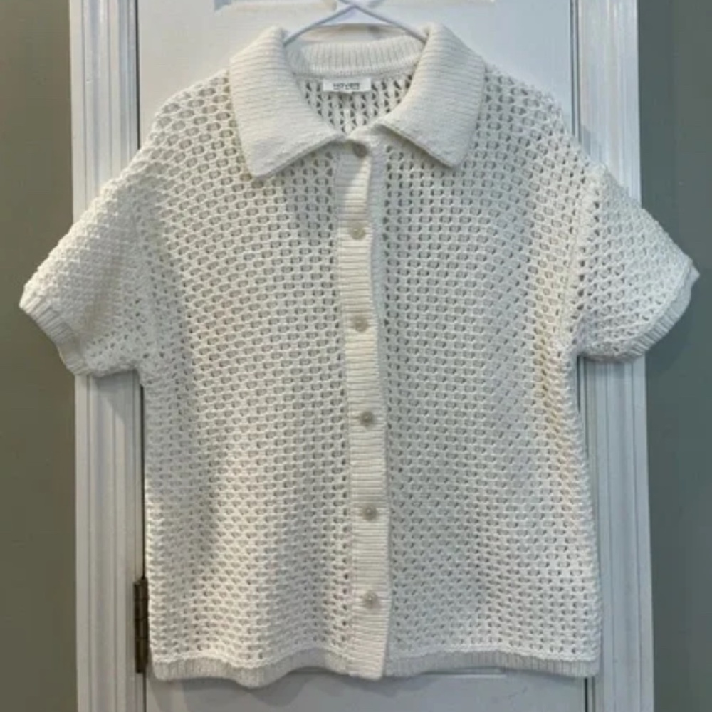 Haven Well Within White Short Sleeved Organic Cotton Chunky Cardigan